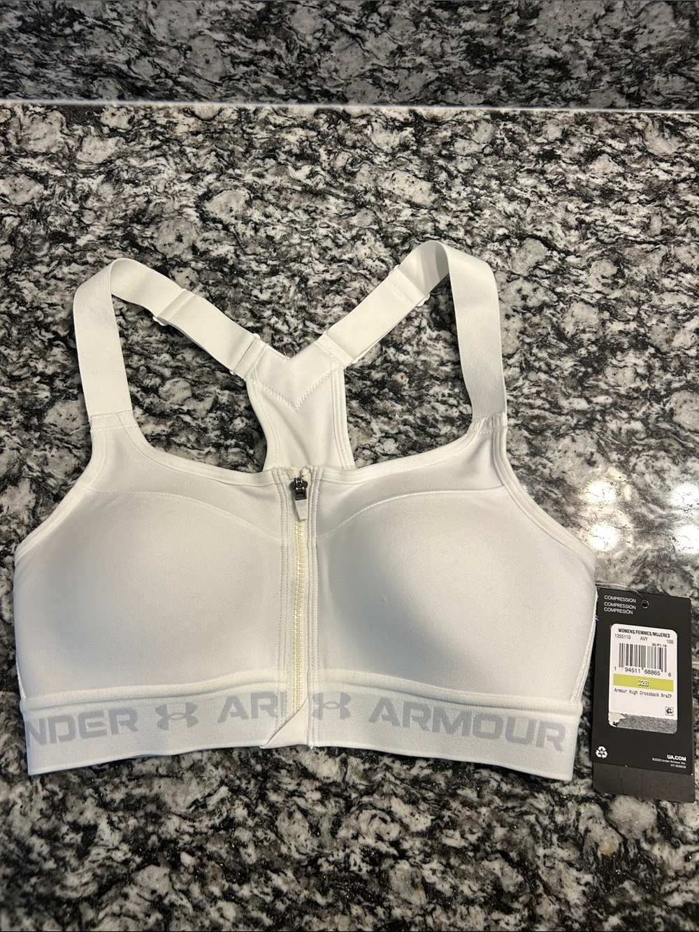 NWT Under Armour White Front-Zip Racerback Sports Bra